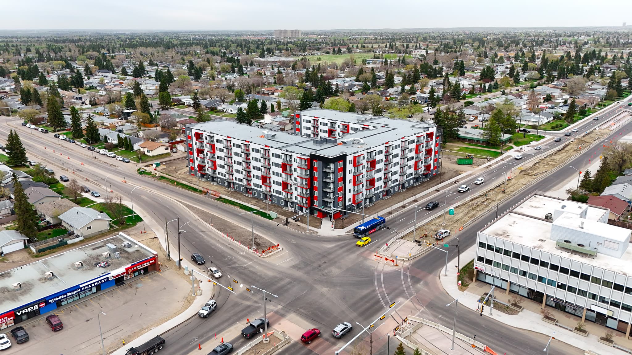 Commercial real estate development photographed from above
